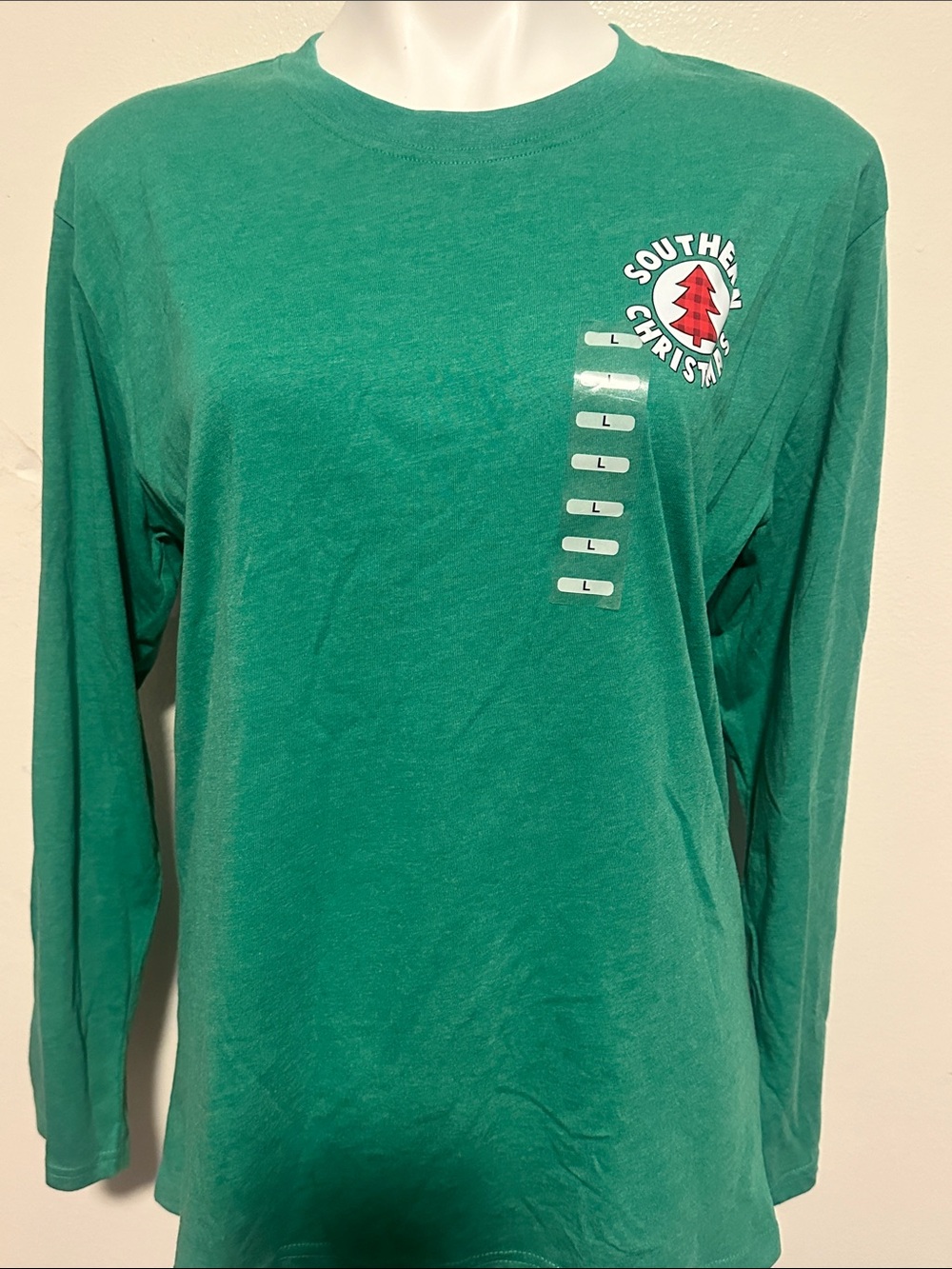 Green Long Sleeve  Christmas Crew Tee